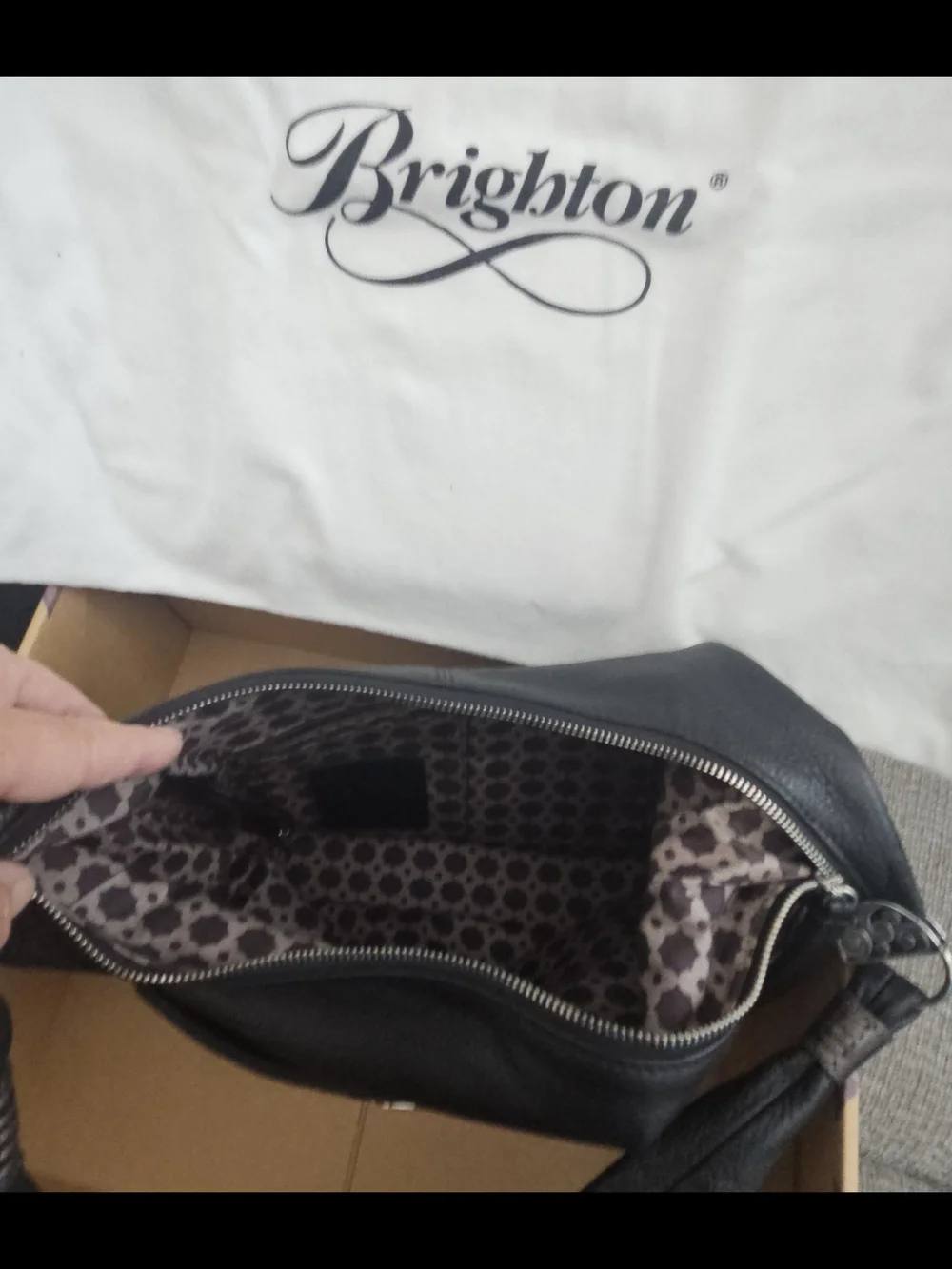 Brighton Black Leather Hobo with Decorative Silver Hardware